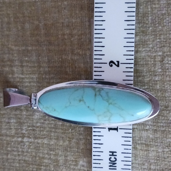 ATI 925 Mexico Silver Turquoise Pendant - Picture 6 of 7